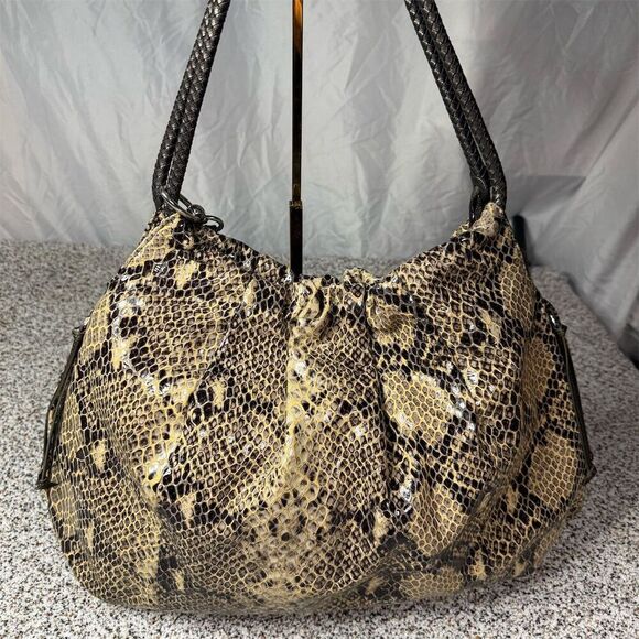 Brighton Femme Fatal Nolita Python Snake Print Hobo Bag Tassel Accent - Picture 3 of 10